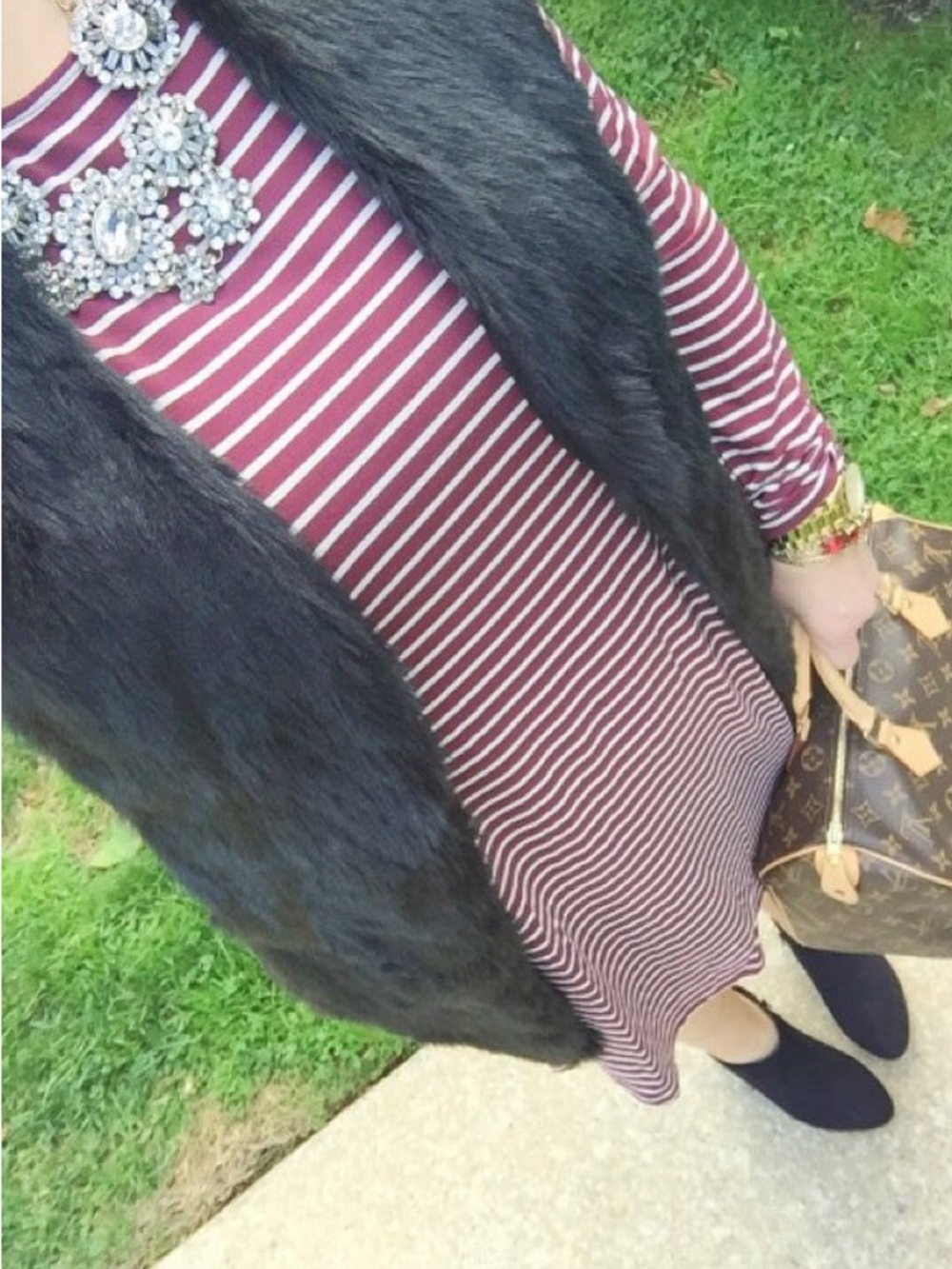 Old Navy Long Sleeve Striped Dress Size XL Burgundy & White. New!